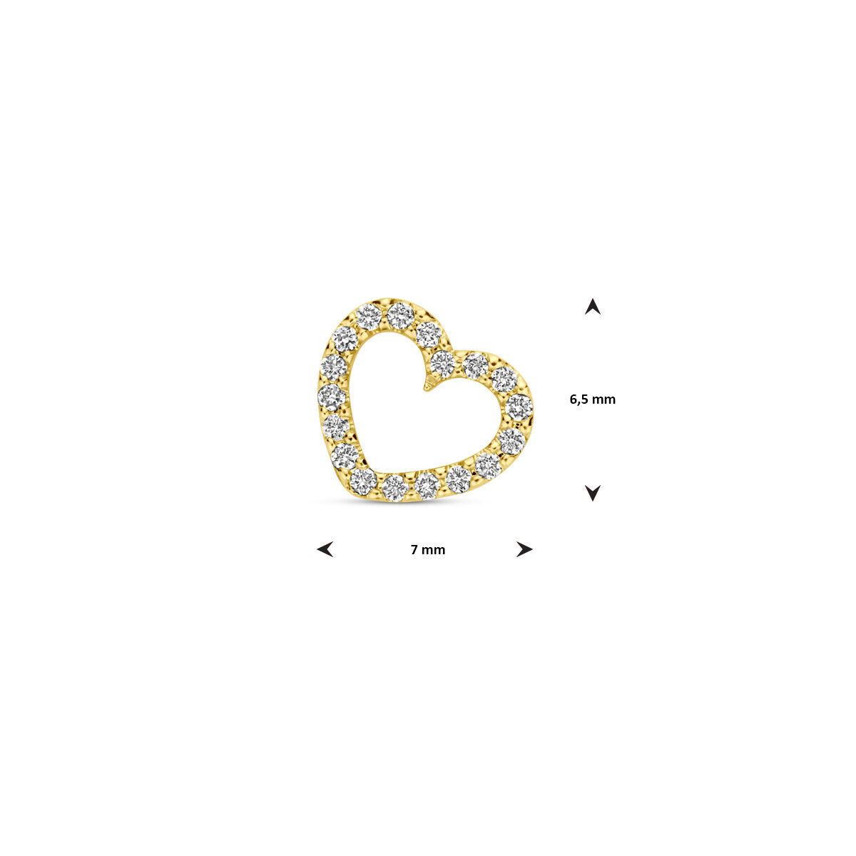 wisiorek serce diament 0.05ct h si 6,5 mm 14K żółte złoto