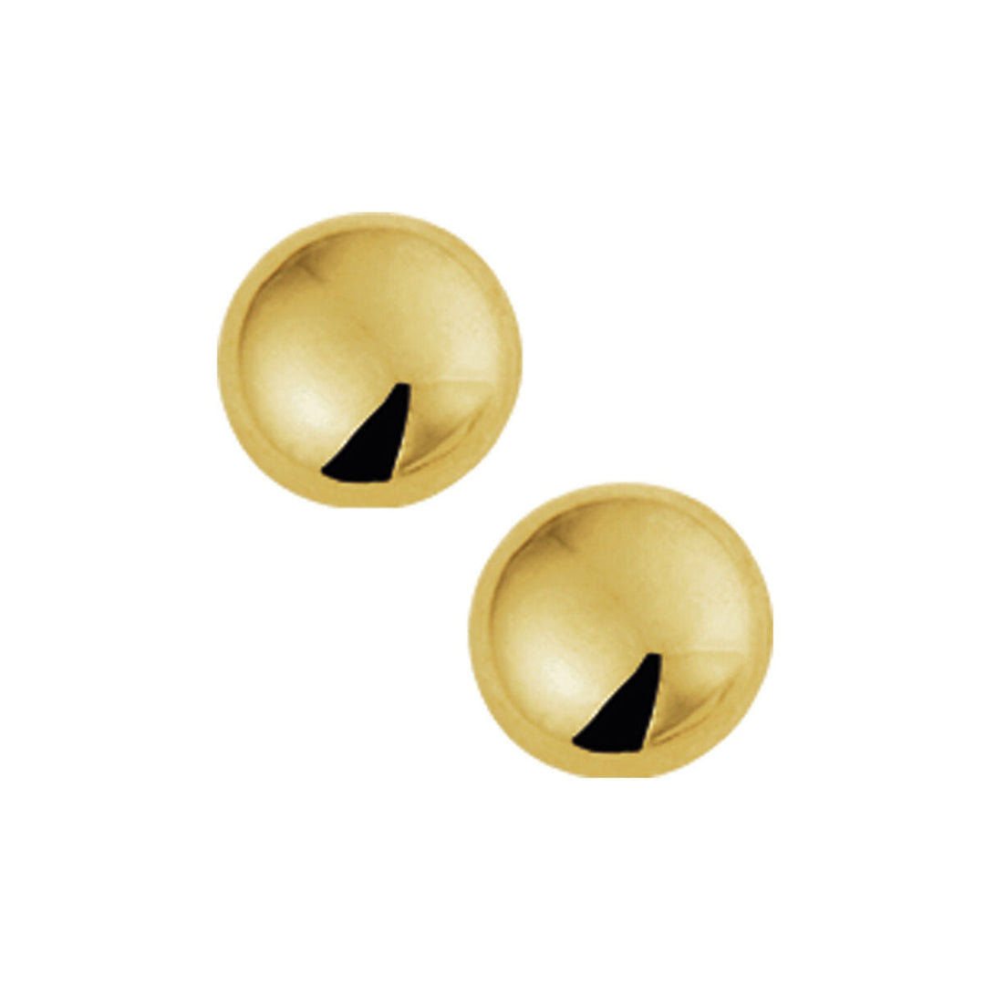 Voeg een vleugje elegantie toe aan je dames sieraden collectie met Van der Kooij Collectie oorknoppen halve bol 14K geelgoud: glanzende, ronde oorknopjes met een gladde, reflecterende afwerking en een subtiel zwart halvemaan accent.