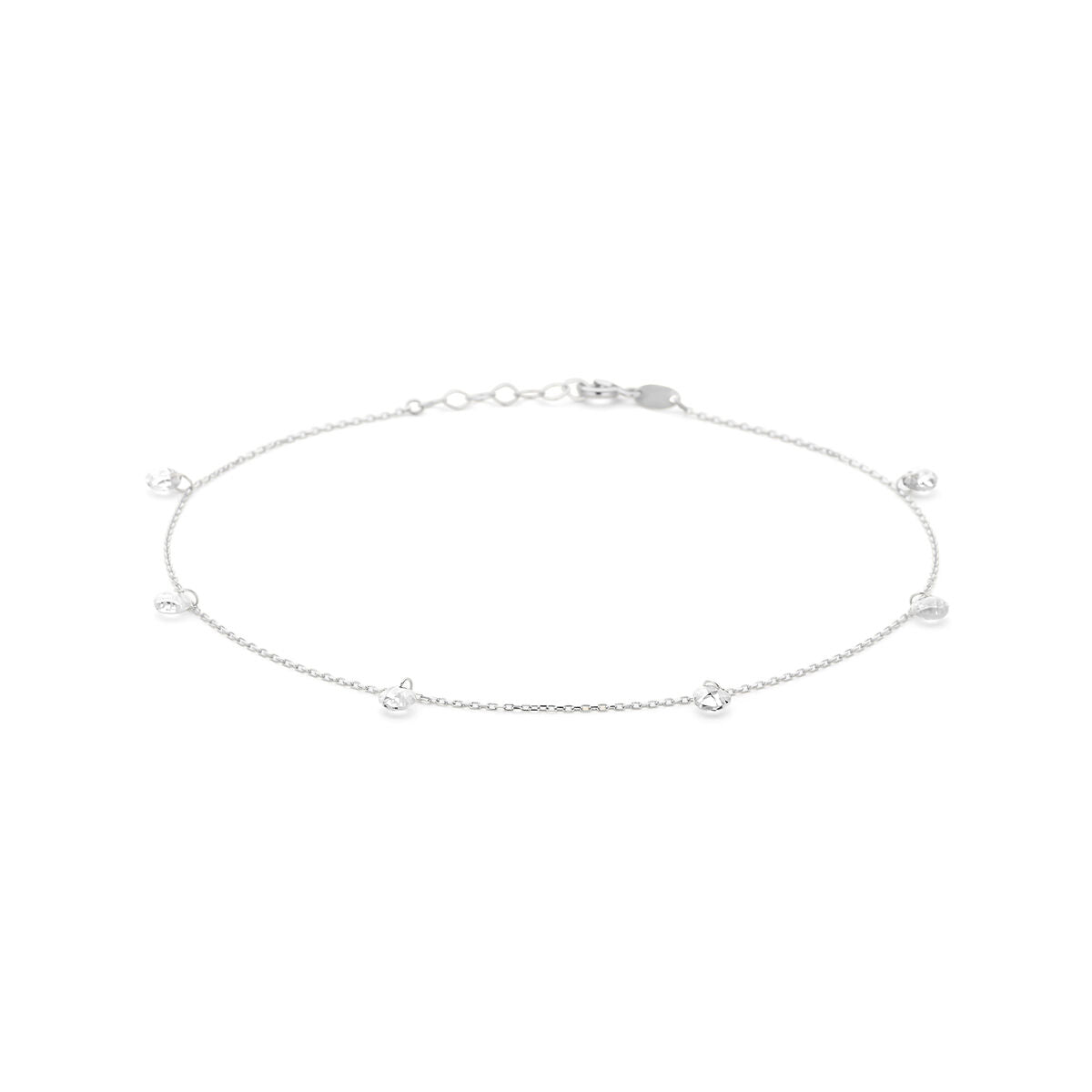 Srebrny łańcuszek z zirkoniami o średnicy 1,0 mm, długość 24 + 2 cm, gerhodynowany.