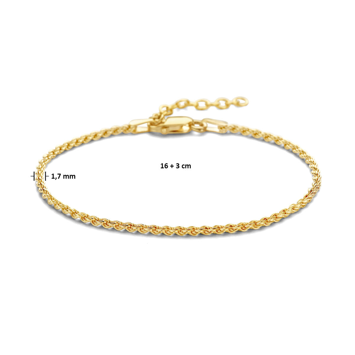 sznur 1,7 mm 3 mikron srebro pozłacane (żółte)