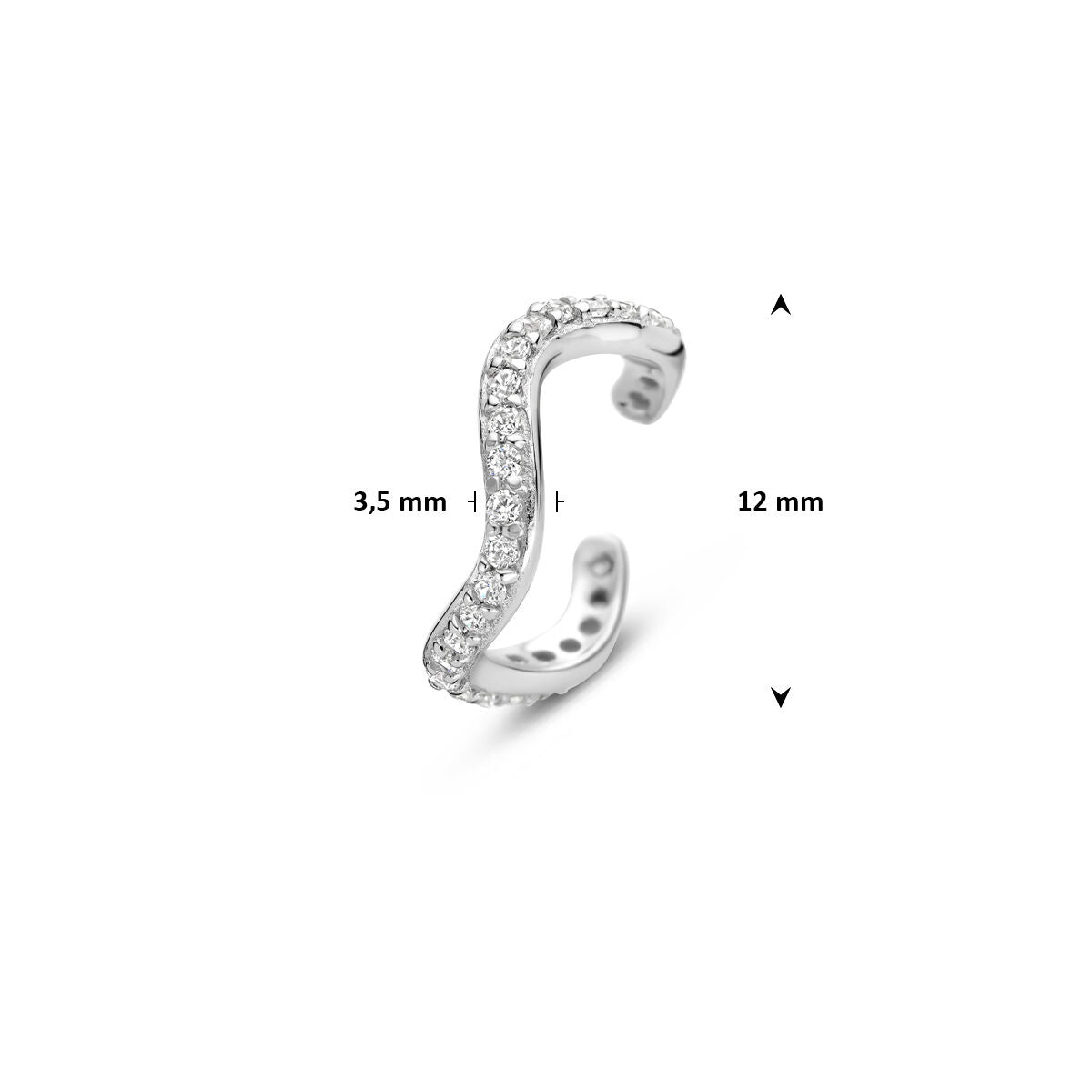 Srebrny ear cuff z cyrkonią 925 rodowany