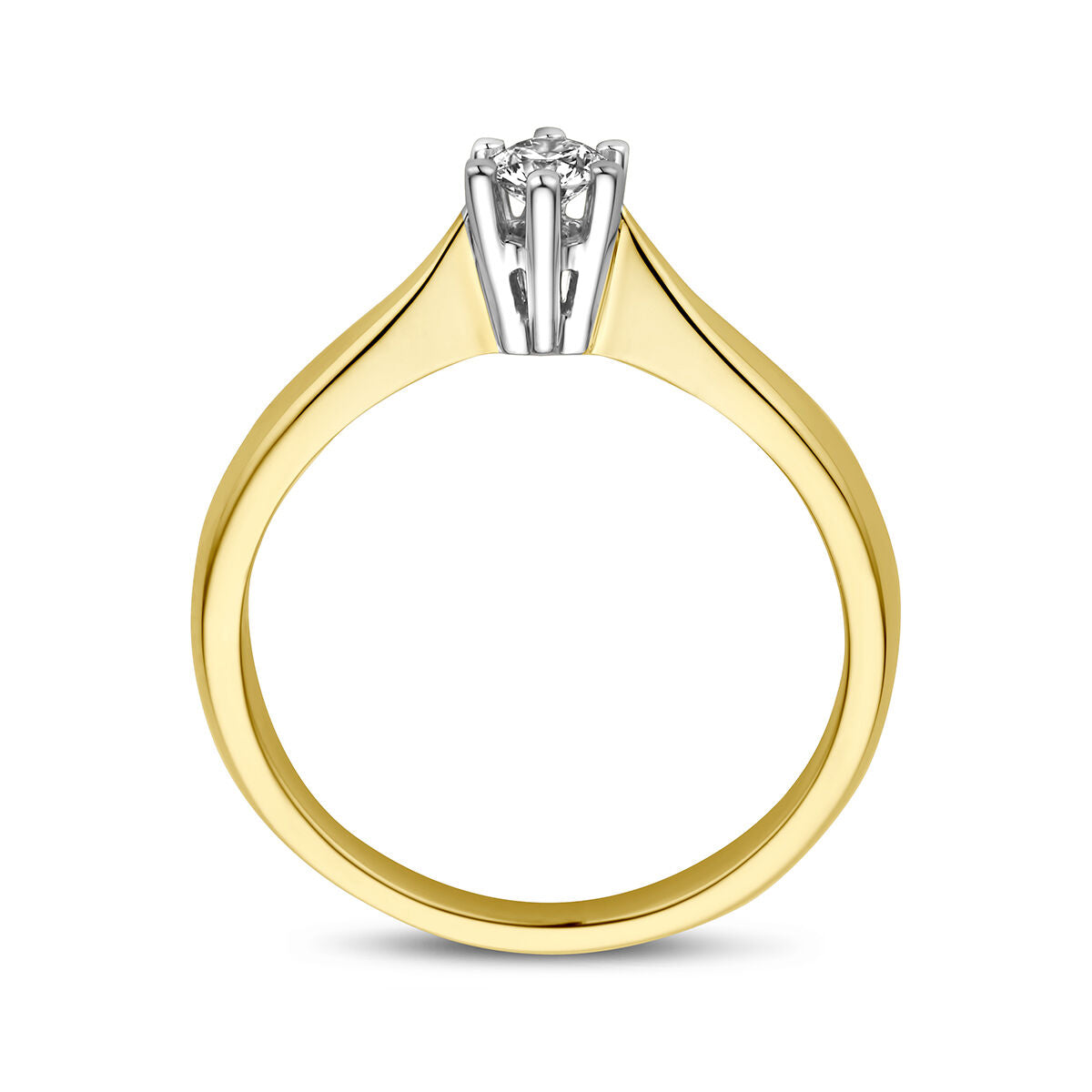 pierścionek diament 0.15ct h si 14K bicolor złoto żółte/białe