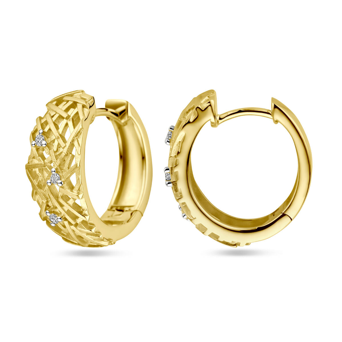 klapoświnki diament 0.05ct (2x 0.025ct) h si 14K żółte złoto
