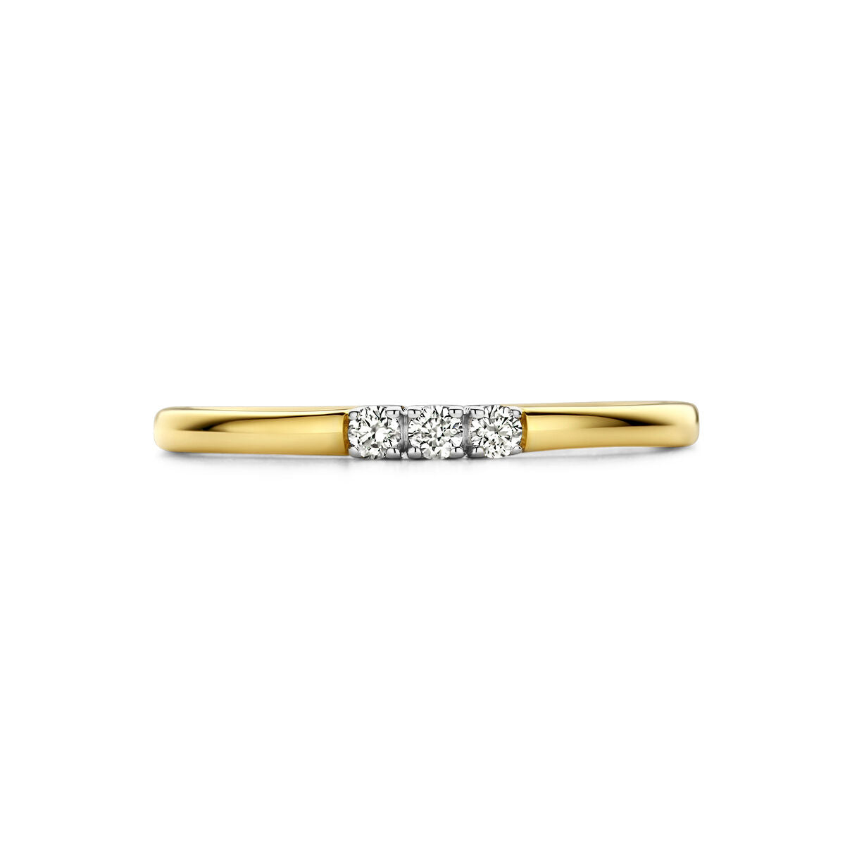 pierścionek memoria trilogia diament 0.09ct h si 14K bicolor złoto żółte/białe