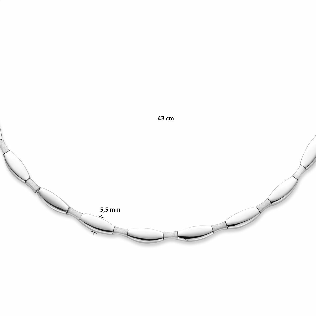 naszyjnik choker 5,5 mm 43 cm poli/mat srebro rodowany