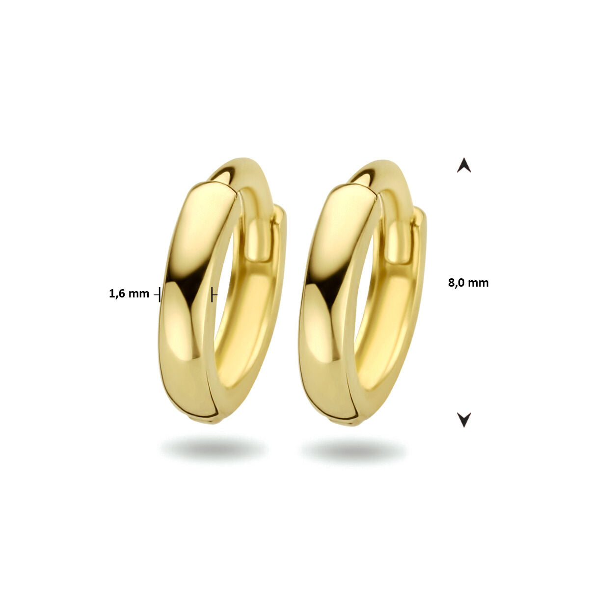 klipsy 1.6 x 8 mm 14K żółte złoto
