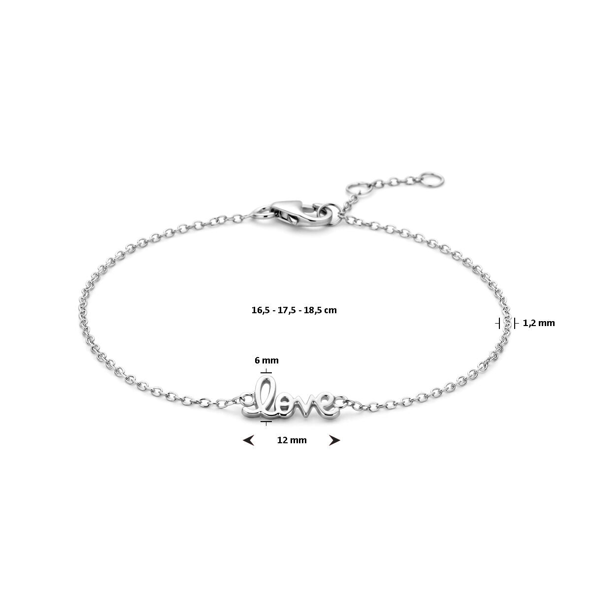 bransoletka love 16,5 - 17,5 - 18,5 cm srebro rodowane