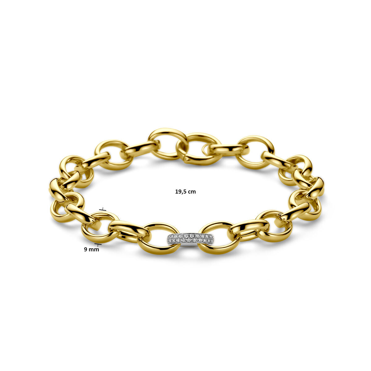 bransoletka fantazyjna ogniwo diament 0.18ct h si 9 mm 19,5 cm 14K bicolor złoto żółte/białe