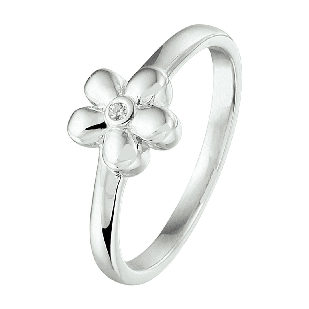 ring bloem zirkonia zilver gerhodineerd