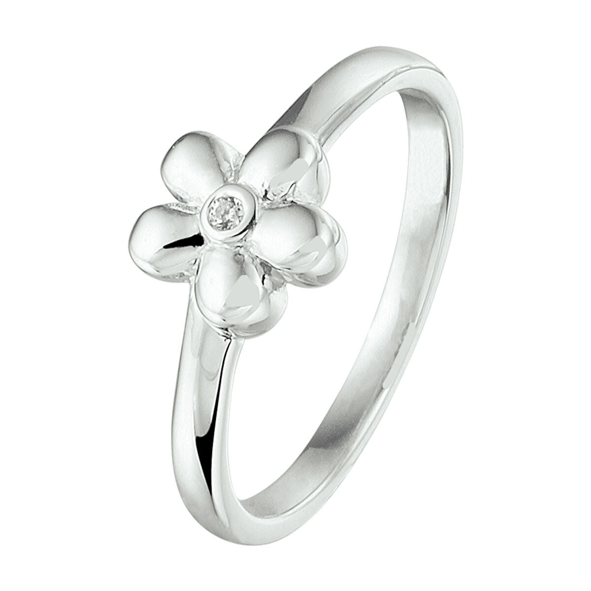 ring bloem zirkonia zilver gerhodineerd