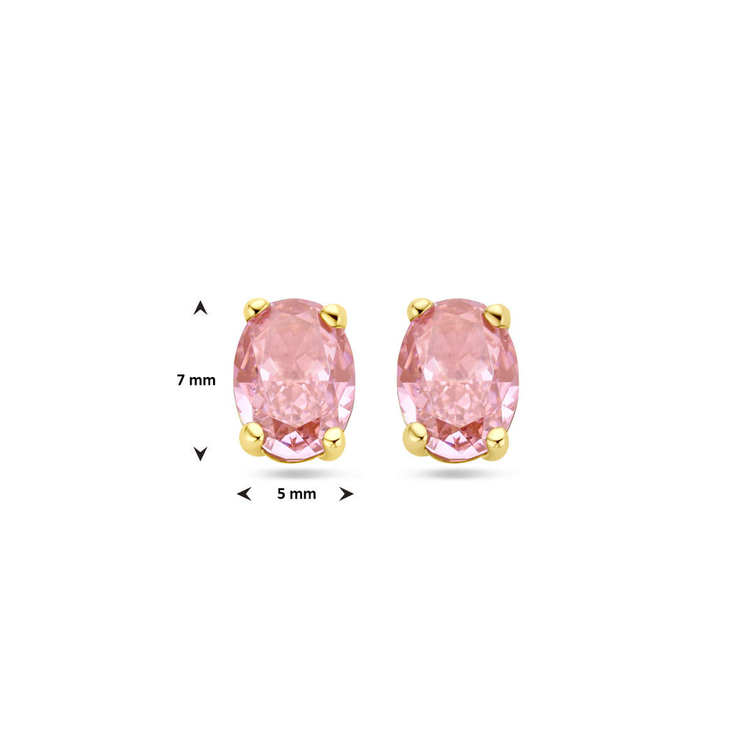 oorknoppen padparadscha zirkonia 14K geelgoud