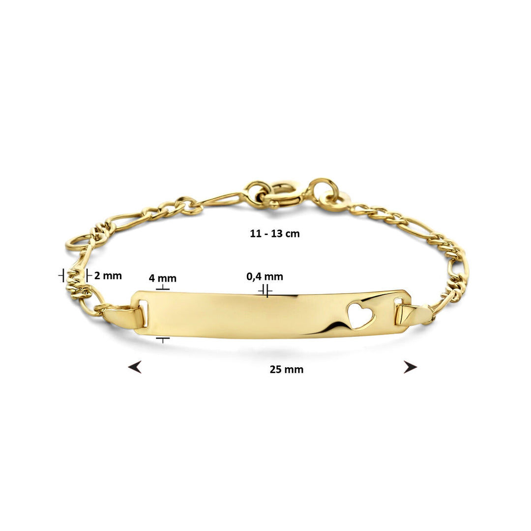 9k graveerarmband hart plaat 4,0 mm 9 Karaat