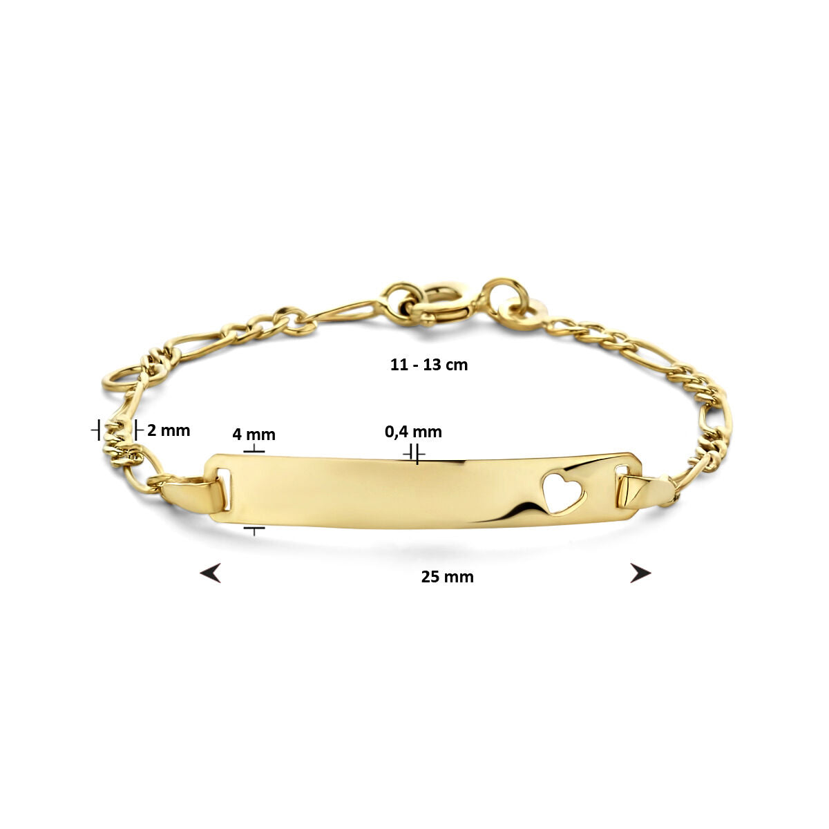 9k bransoletka grawerowana serce płytka 4,0 mm 9 Karat