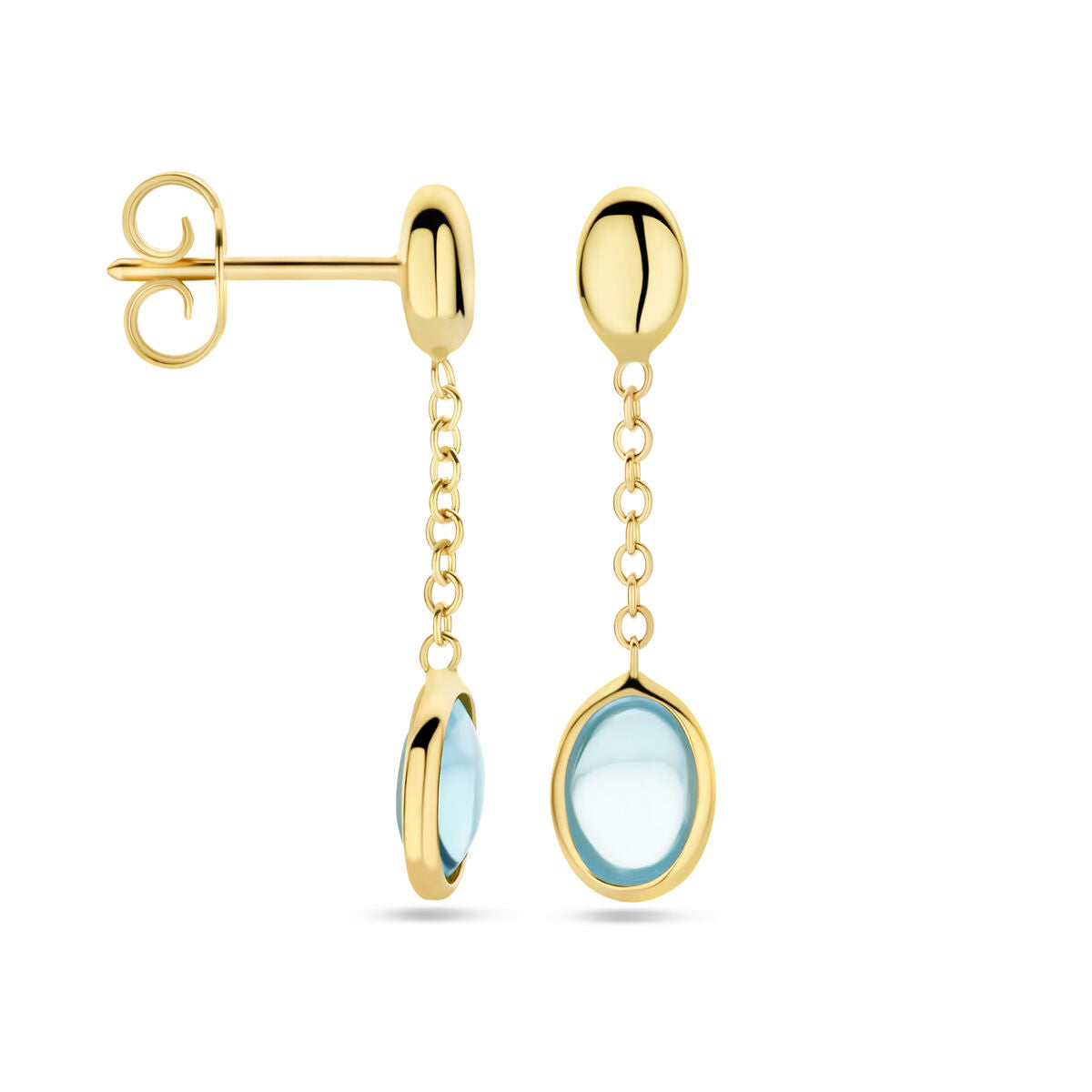 kolczyki niebieski topaz 26 mm 14K żółte złoto