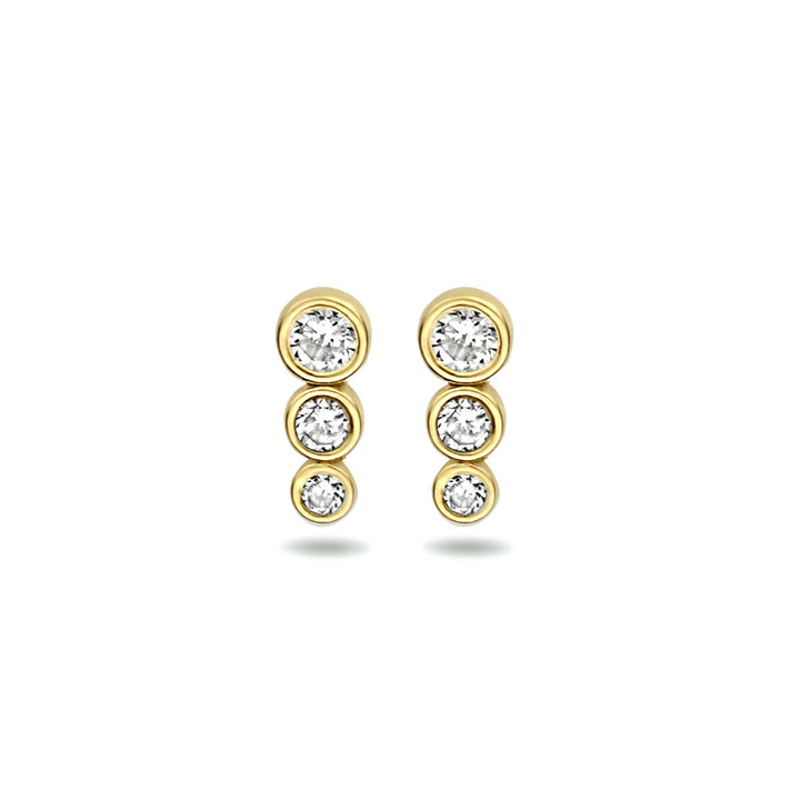 oorknoppen zirkonia 14K geelgoud