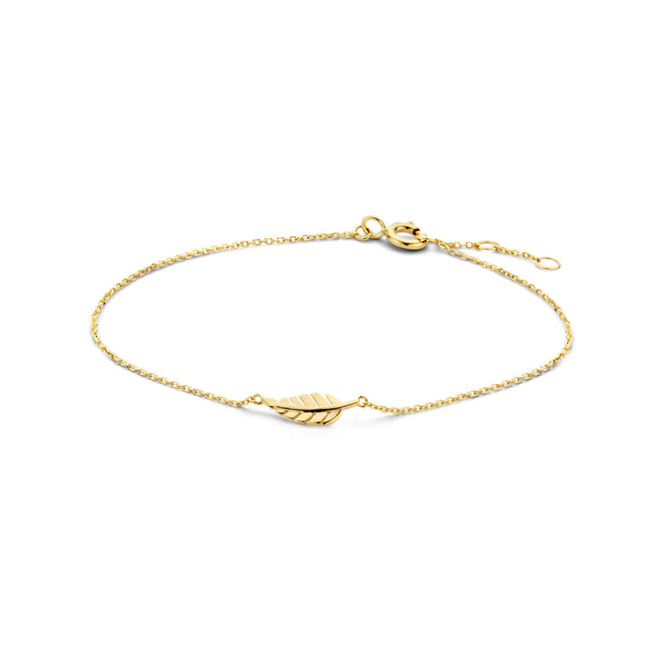 Gouden armband dames veer 14K