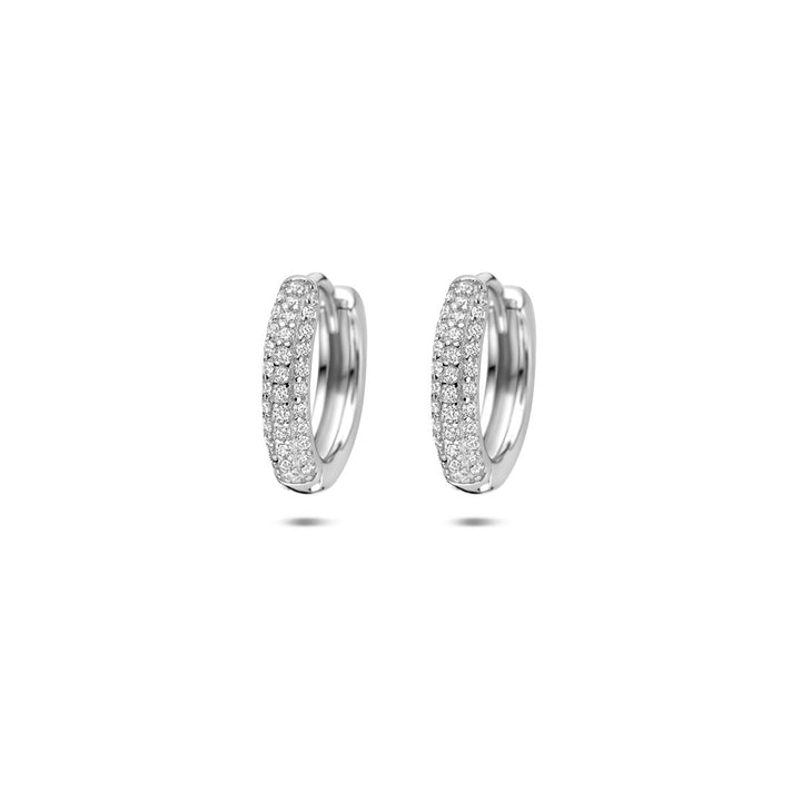 Zilveren klapoorringen met zirkonia – gerhodineerd 925 zilver