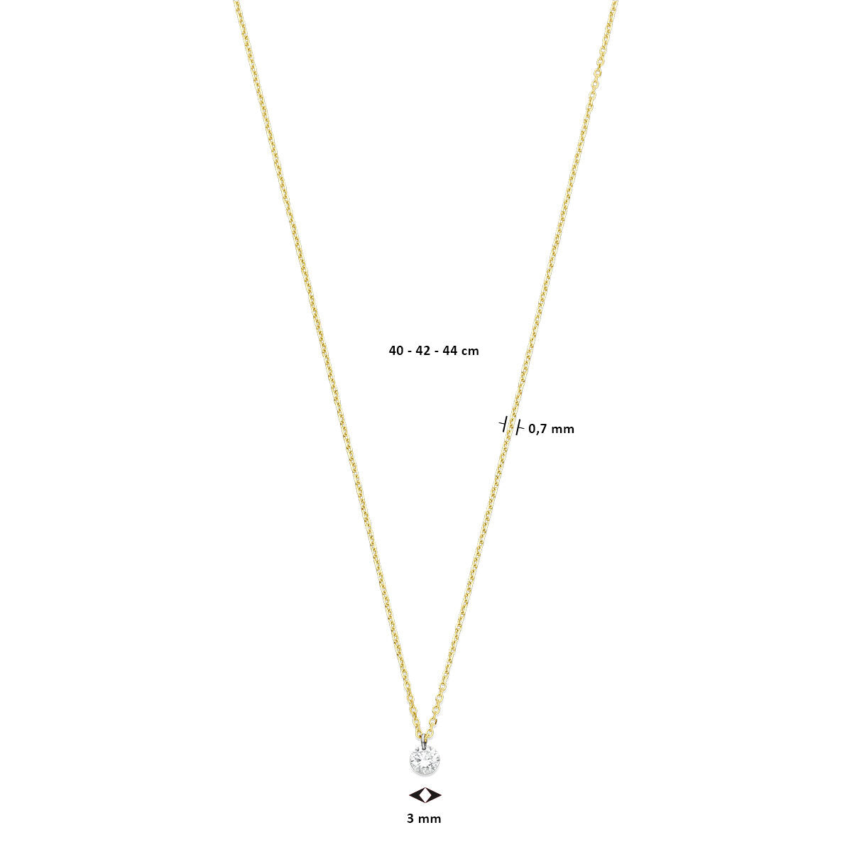 naszyjnik diament 40 – 42 – 44 cm 0.10ct g si 18K żółte złoto
