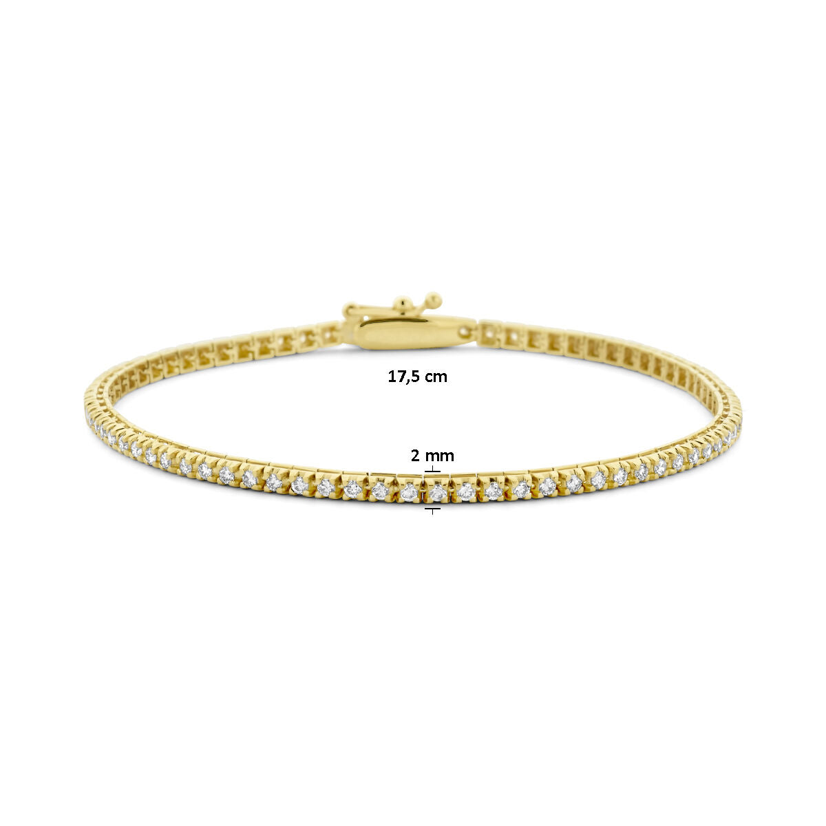 bransoletka tenisowa z lab-grown diamentem 1.00ct g si 2,0 mm 17,5 cm 14K żółte złoto