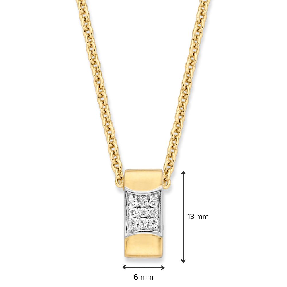 Żółte złoto wisiorek z diamentem w oprawie pavé - 14 karatów - 0,10 crt diament