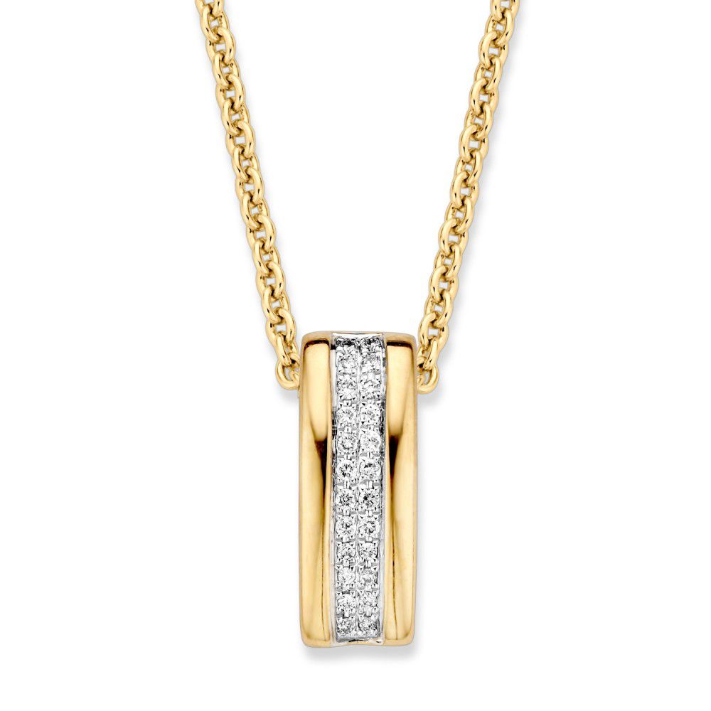 Bicolor wisiorek z żółtego i białego złota z diamentami w pavé - 14 karatów - 0,14 crt.