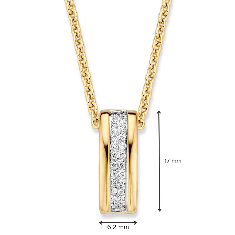 Bicolor żółto-białe złoto wisiorek z diamentami w oprawie pavé - 14 karatów - 0,14 crt diament