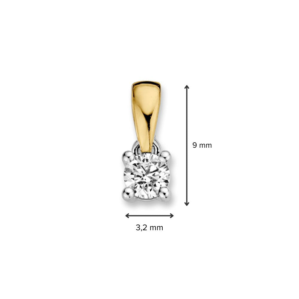 Bicolor 14-karatowy złoty wisiorek z diamentem brylantowym 0,16 ct