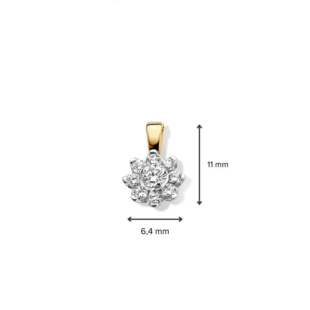 Żółte złoto wisiorek z diamentem - 14 karatów - 0,21 crt diament