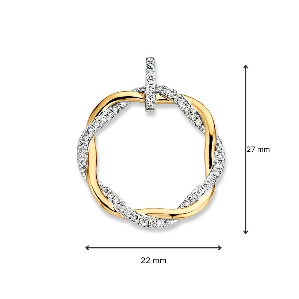 Bicolor Złoty Wisiorek z Skręconą Linią i Diamentem