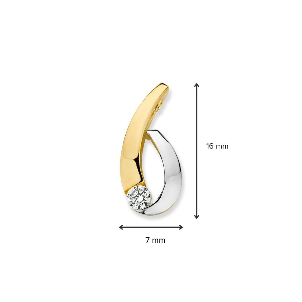 14K Bicolor Wisiorek z Cyrkonią – Elegancka Biżuteria dla Damskich