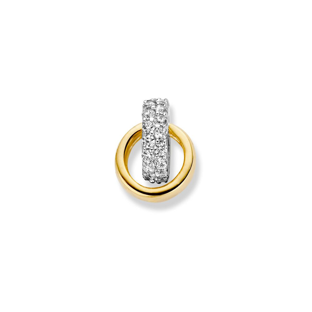 Bicolor wisiorek z cyrkonią – 14 karat, 1,3 grama, 2,8 mm
