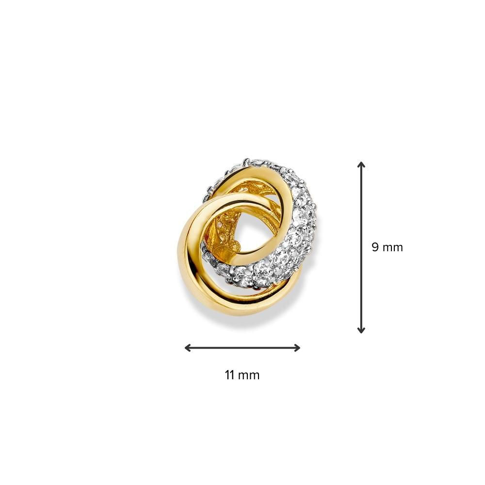 Bicolor wisiorek z cyrkonią – 14 karat, 1,3 grama, 2,8 mm