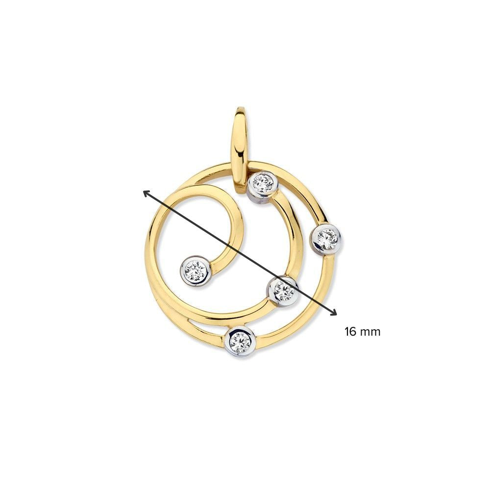 Żółte złoto Wisiorek 14 Karat z Cyrkonią, 16 mm, Damski dodatek
