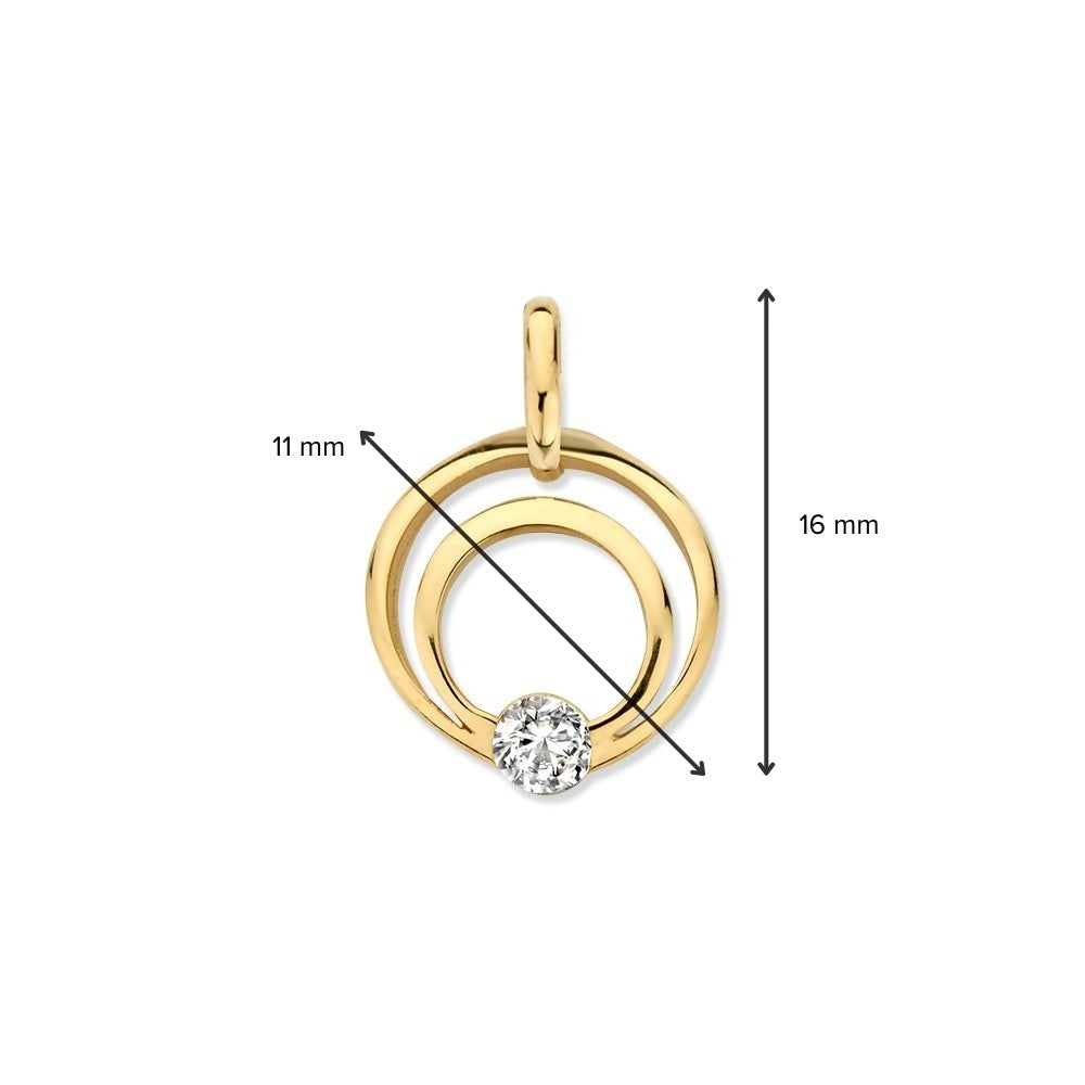 14K Żółte Złoto Wisiorek z Cyrkonią – Elegancka Biżuteria dla Damskich