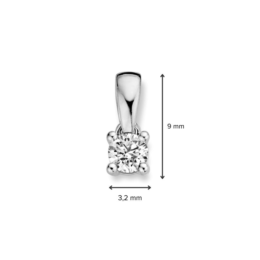 14-karatowy wisiorek z białego złota z diamentem brylantowym 0,16 ct