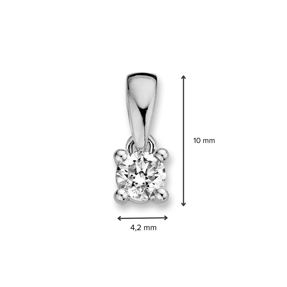 Wisiorek z białego złota z diamentem 0.30 crt w czteropunktowym osadzeniu – 14 karatów, 0,5 grama, jakość H/SI-1