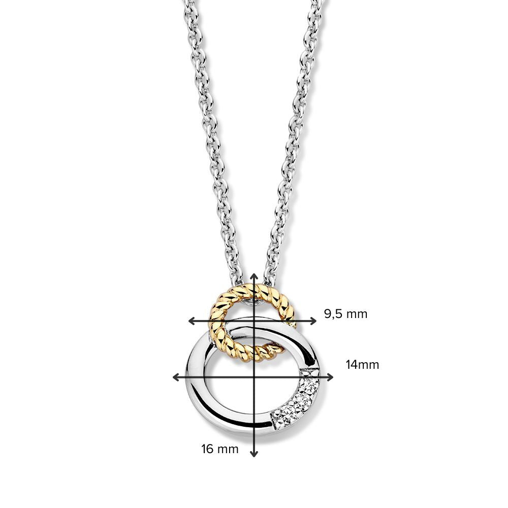 srebrny naszyjnik z złotym wisiorkiem i trzema cyrkoniami – 16 mm, 0.7 gram