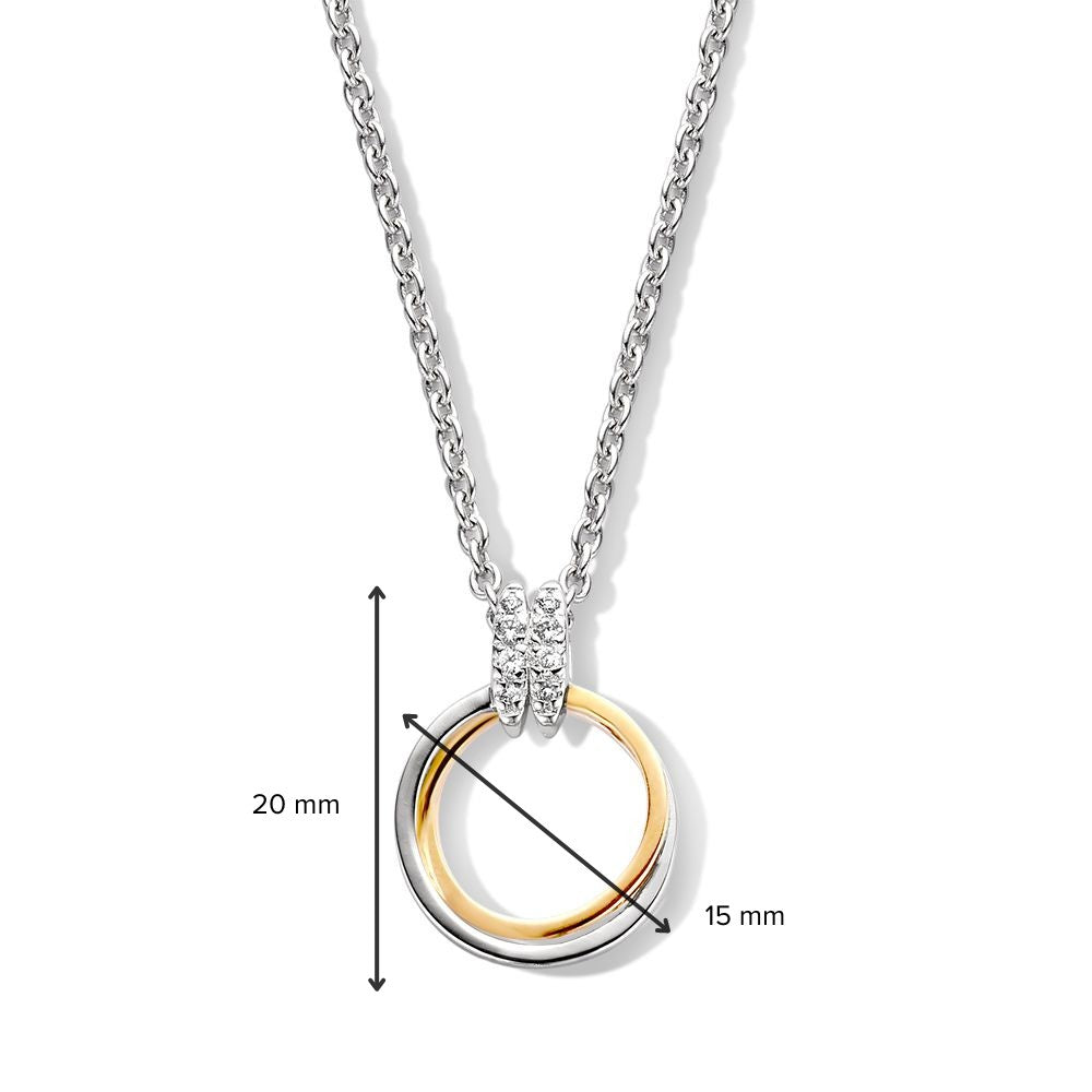 Srebrny i złoty wisiorek z białą cyrkonią – 20 mm, 0.6 gram