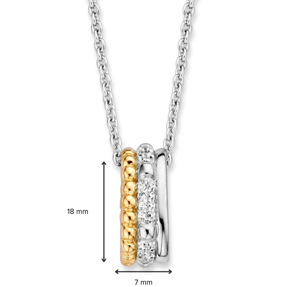 Srebrny i złoty wisiorek z białą cyrkonią – 18 mm, 0.7 gram
