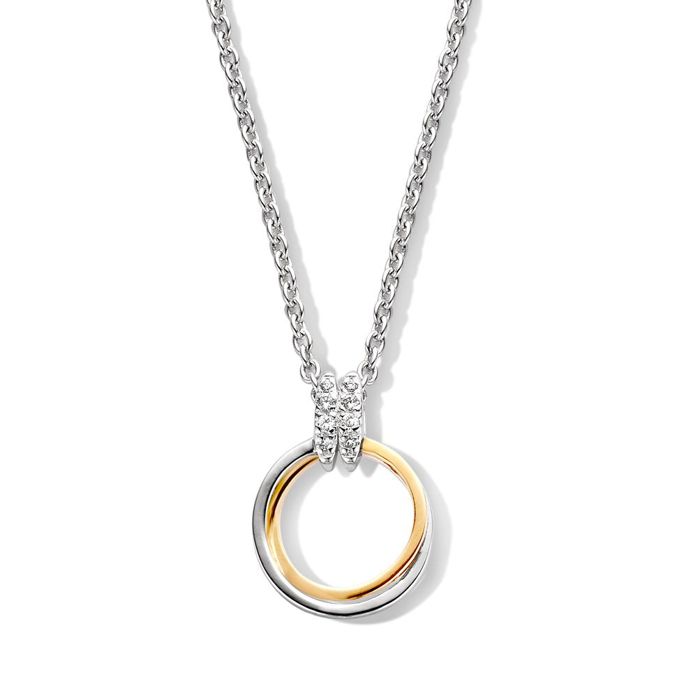 Zilveren en gouden hanger met witte zirkonia – 20 mm, 0.6 gram