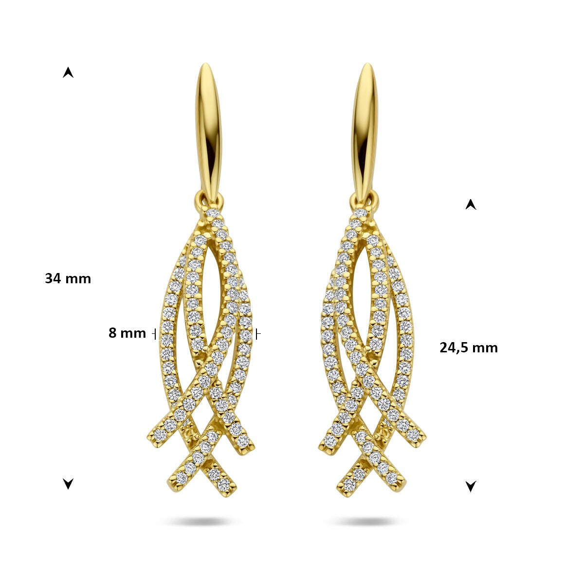 14k żółte złoto kolczyki z diamentem