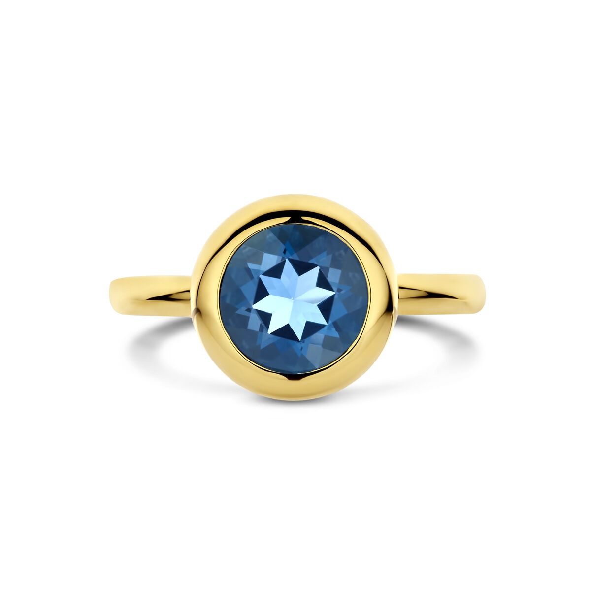 Pierścionek damski ze złota z topazem London Blue – 14k żółte złoto