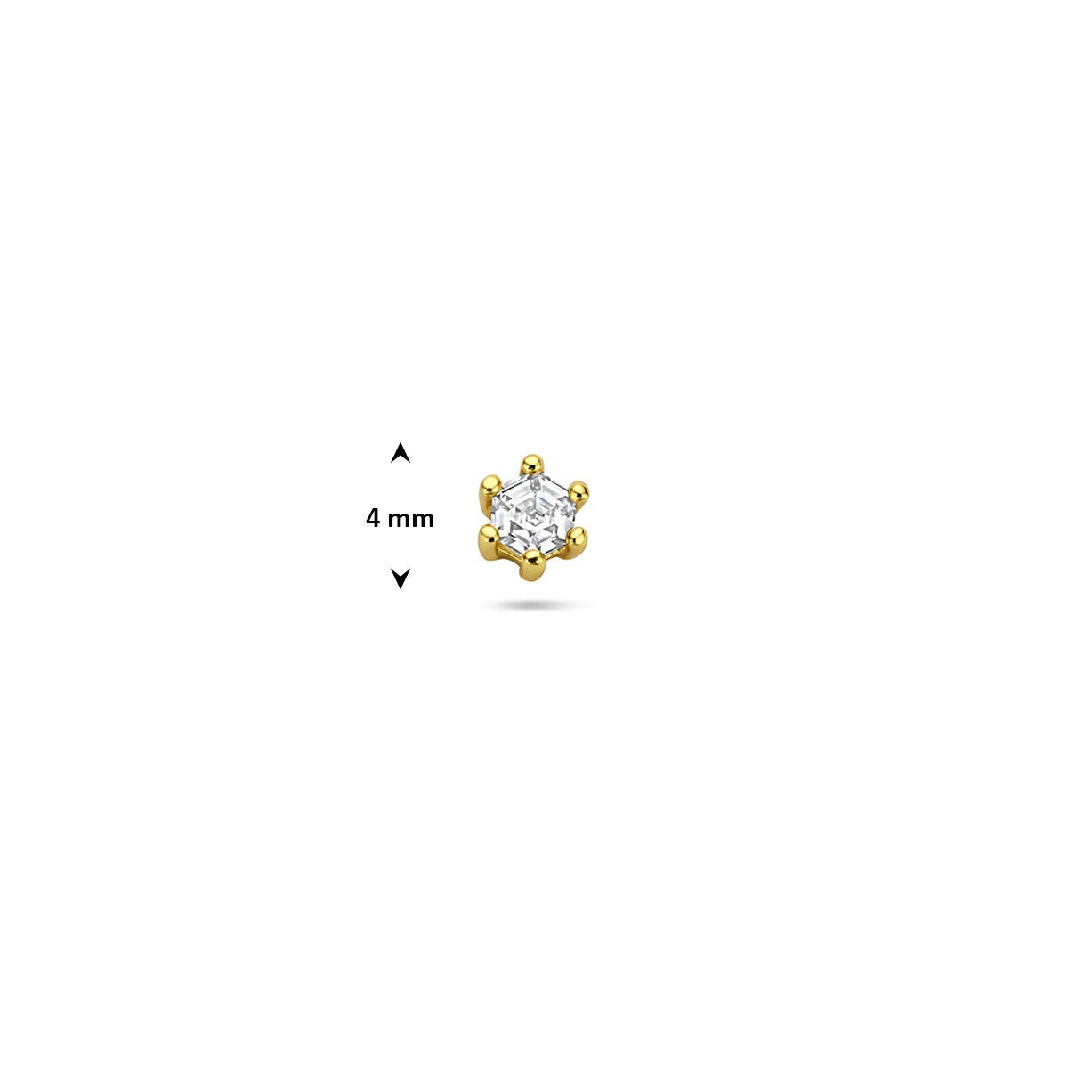 Pozłacany srebrny piercing flat back z cyrkonią 4 mm
