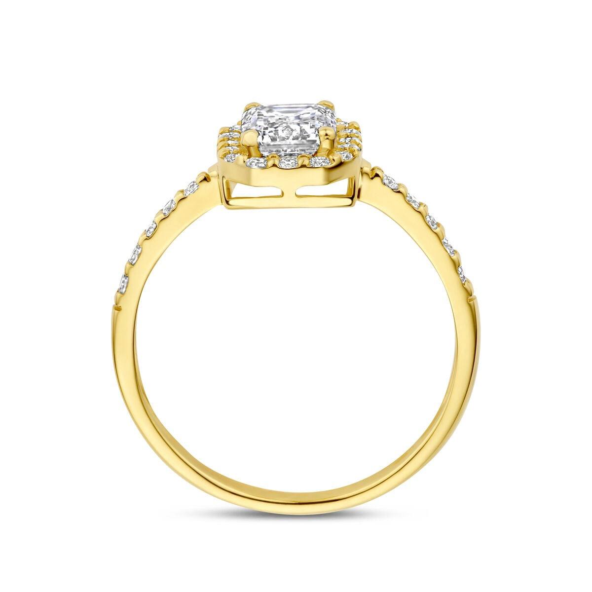 14k Żółte złoto pierścionek z diamentem lab-grown w szlifie emerald – w zestawie z certyfikatem
