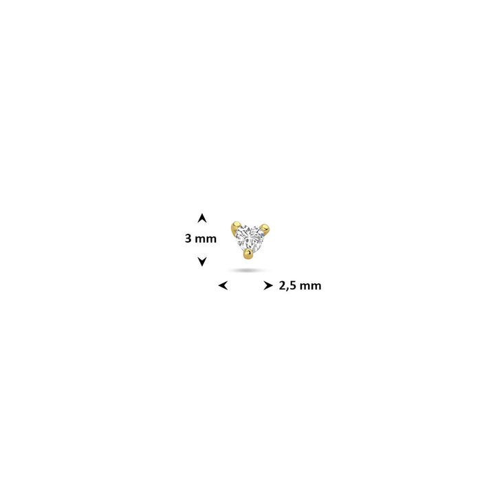Verguld zilveren flat back piercing hartje met zirkonia – 925 zilver