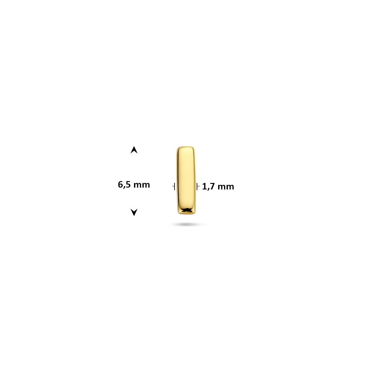 Pozłacany srebrny piercing flat back balk – 925 srebro