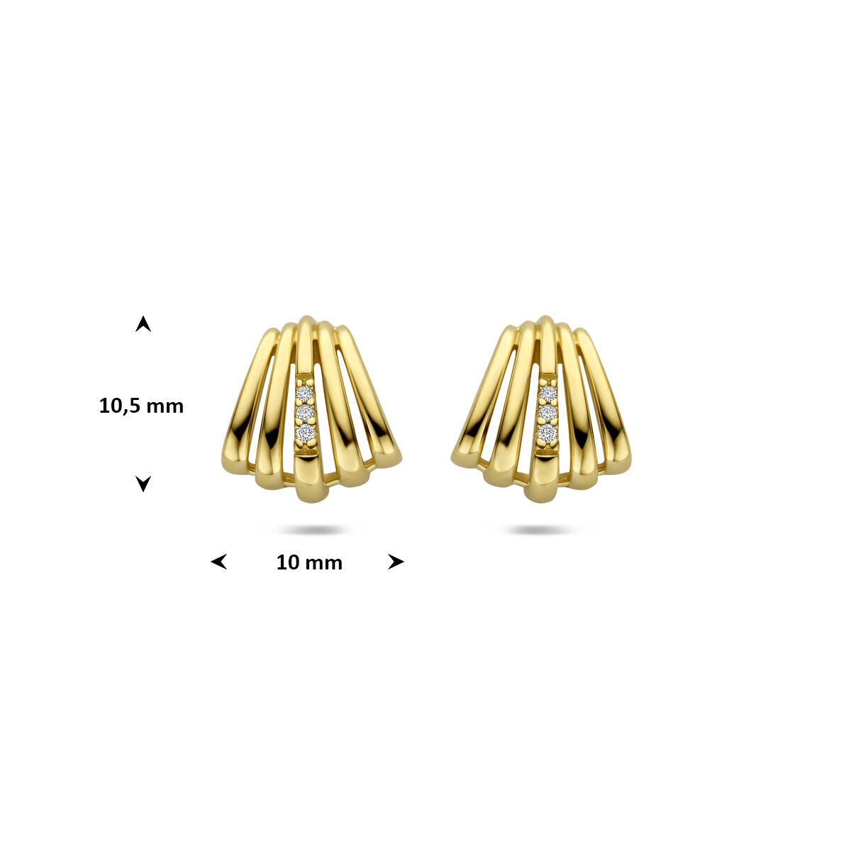 Złote kolczyki wkrętki z diamentem – 14k żółte złoto