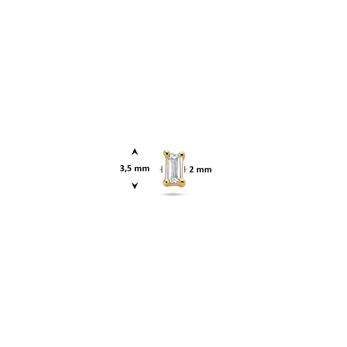 Pozłacany srebrny piercing flat back z cyrkonią baguette – 925 srebro