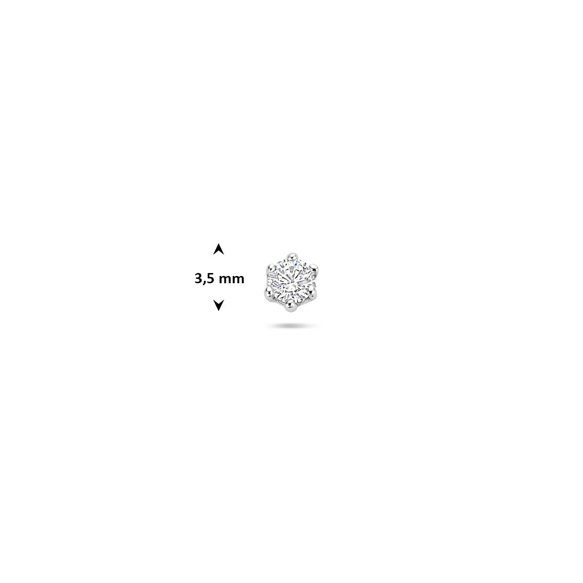 Rodowany srebrny piercing z płaskim tyłem z cyrkonią 3,5 mm
