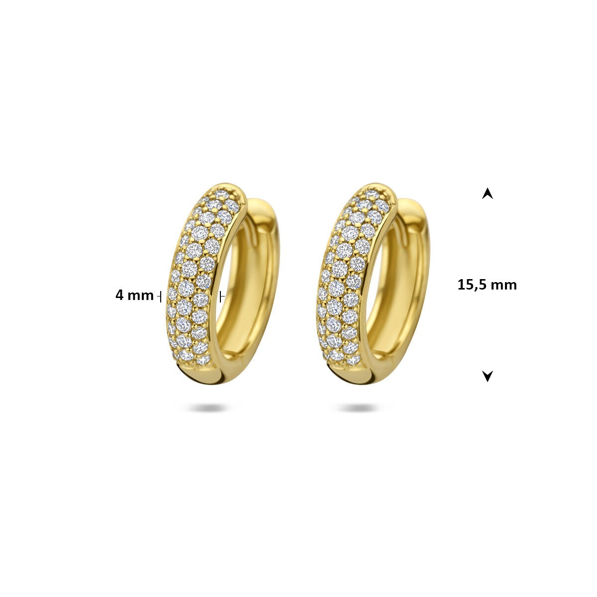 14k Żółte złoto kolczyki koła z diamentem